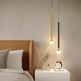 Guld Linjär Minimalistisk Enkelhuvud Sovrum Pendellampa